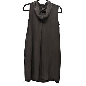 Cos Draped High Cowl Neck Silk Sleeveless Loose Fit‎ Dress Size 4 Black